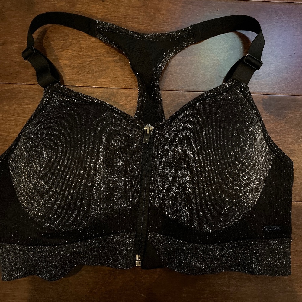 Victoria Secret’s PINK zip up shimmer black bra medium